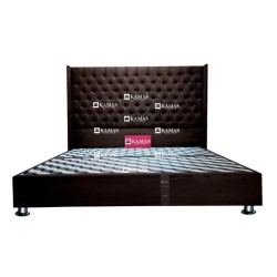 CAMA BOX AMERICANO QUEEN + CABECERA PEDESTAL - MORO | Homesleep.pe