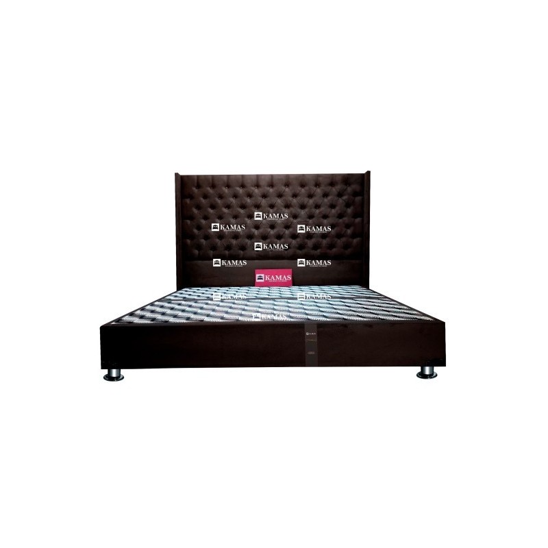 CAMA BOX AMERICANO QUEEN + CABECERA PEDESTAL - MORO | Homesleep.pe