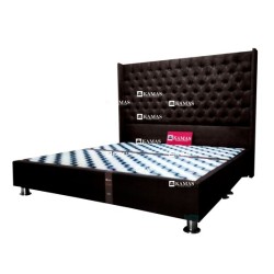 CAMA BOX AMERICANO QUEEN + CABECERA PEDESTAL - MORO | Homesleep.pe