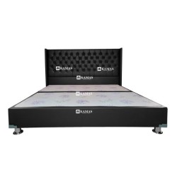 CAMA BOX AMERICANO QUEEN + CABECERA EMPERATRIZ - CUERO | Homesleep.pe