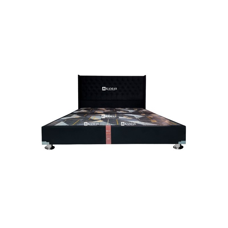 CAMA BOX AMERICANO QUEEN + CABECERA EMPERATRIZ - NEGRO| Homesleep.pe