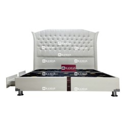 CAMA BOX AMERICANO QUEEN 2 CAJONES + CABECERA PEDESTAL M| Homesleep.pe