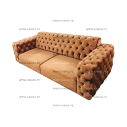 SOFA CAPITONEADO KAMAS CLASICO CAMEL 3-2-1 | Homesleep.pe