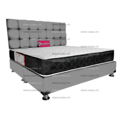 DORMITORIO AMERICANO KING + COLCHON KAMAS SARKI + CABECERA AEREA CUADROS 2 - GRIS