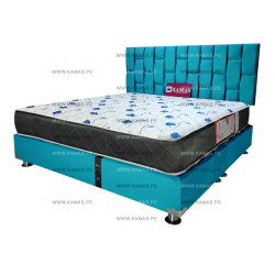 DORMITORIO AMERICANO KING + COLCHON KAMAS SARKI + CABECERA AEREA ENCADENADA - TURQUESA