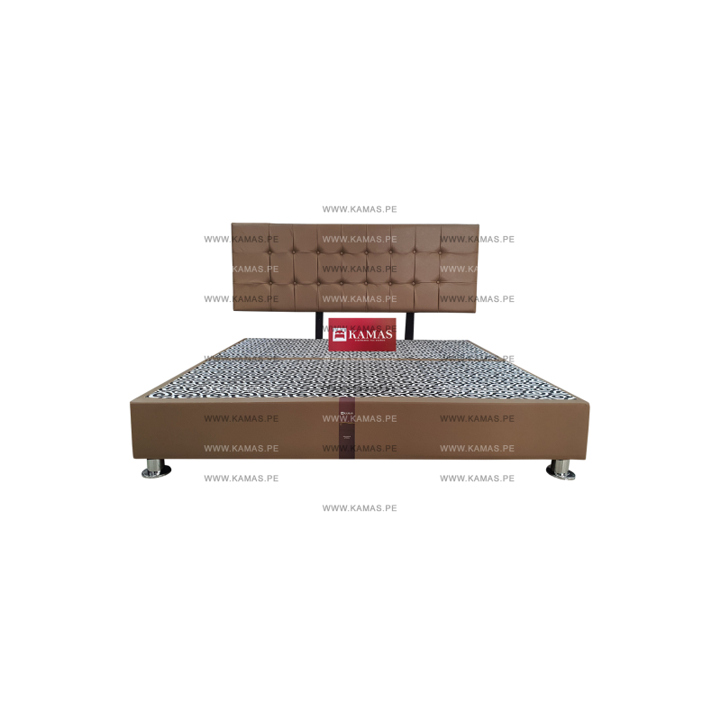 CAMA BOX TARIMA KING AMERICANO + CABECERA AEREA CAPITONEADO - CAMELL