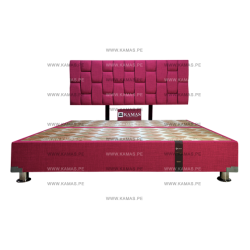 CAMA BOX TARIMA KING AMERICANO + CABECERA AEREA ENCADENADA - ROJO