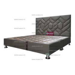 CAMA BOX TARIMA KING AMERICANO + CABECERA AEREA PISAC - PLOMO