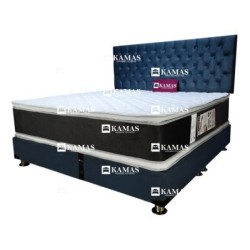 DORMITORIO AMERICANO KING + COLCHON KAMAS KONIG + CABECERA AEREA CAPITONEADO - PLOMO CLARO