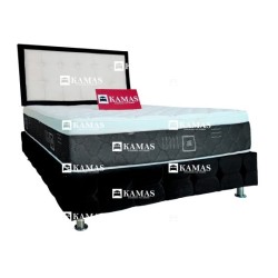 DORMITORIO AMERICANO 2 PLZ + COLCHON KAMAS SAFYNNTE + CABECERA AEREA CAPITONEADO CON MARCO - NEGRO