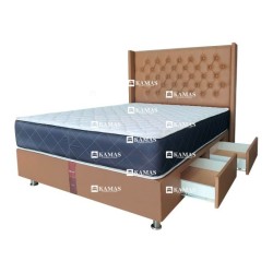 DORMITORIO AMERICANO 2 PLZ 2 CAJONES LATERALES + COLCHON KAMAS ADEL + CABECERA PEDESTAL EMPERATRIZ - CAMELL