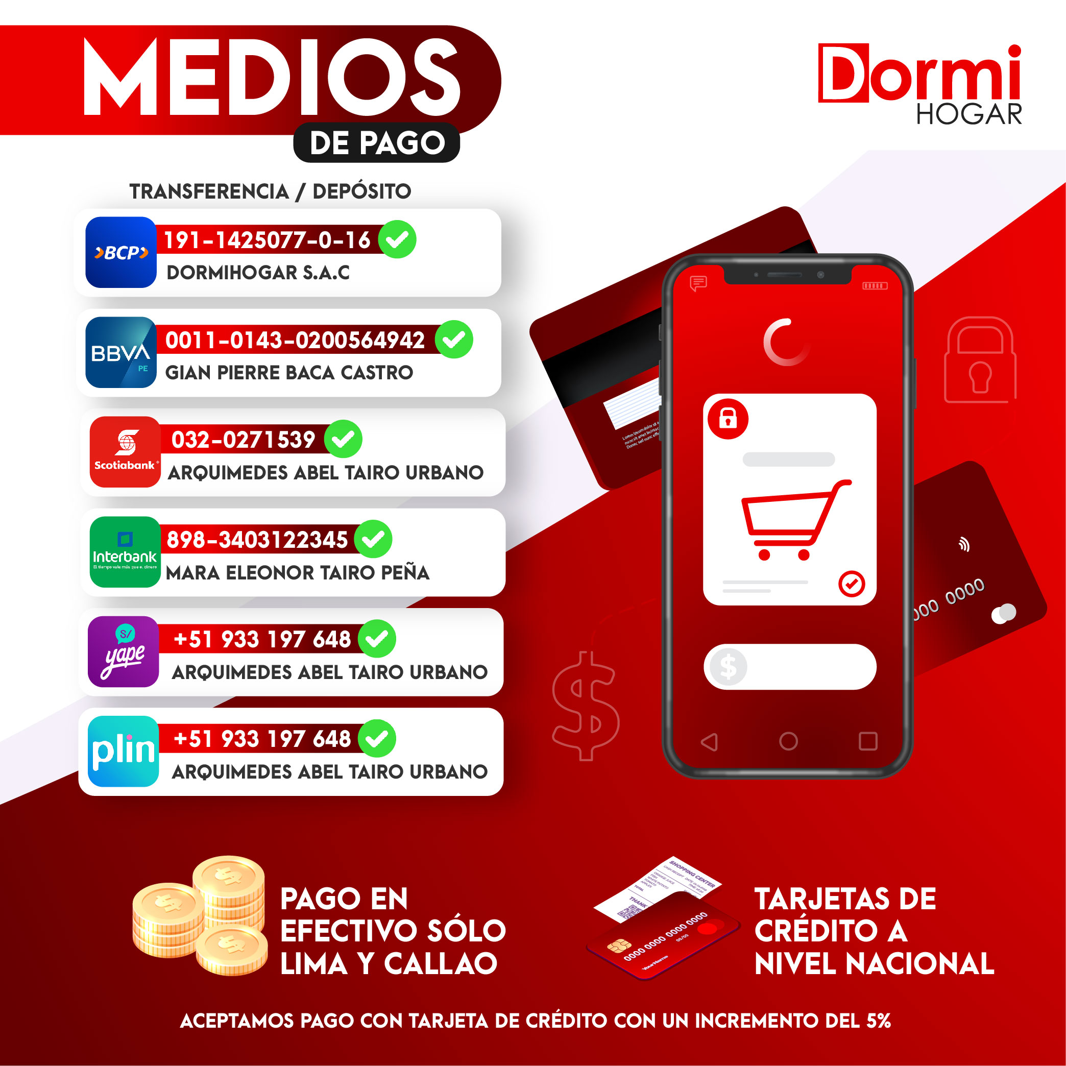 Medios de pago | Dormihogar